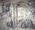 Nativity 1488 Religion Sieneser Francesco di Giorgio Schwarz weiss